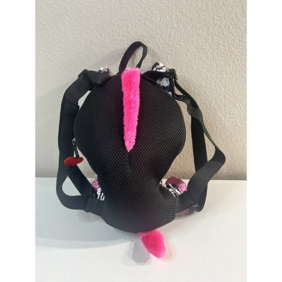 Ty Fashion Beanie Boo Zoey Zebra Reversible Sequin Backpack Black, White & Pink - Picture 10 of 12